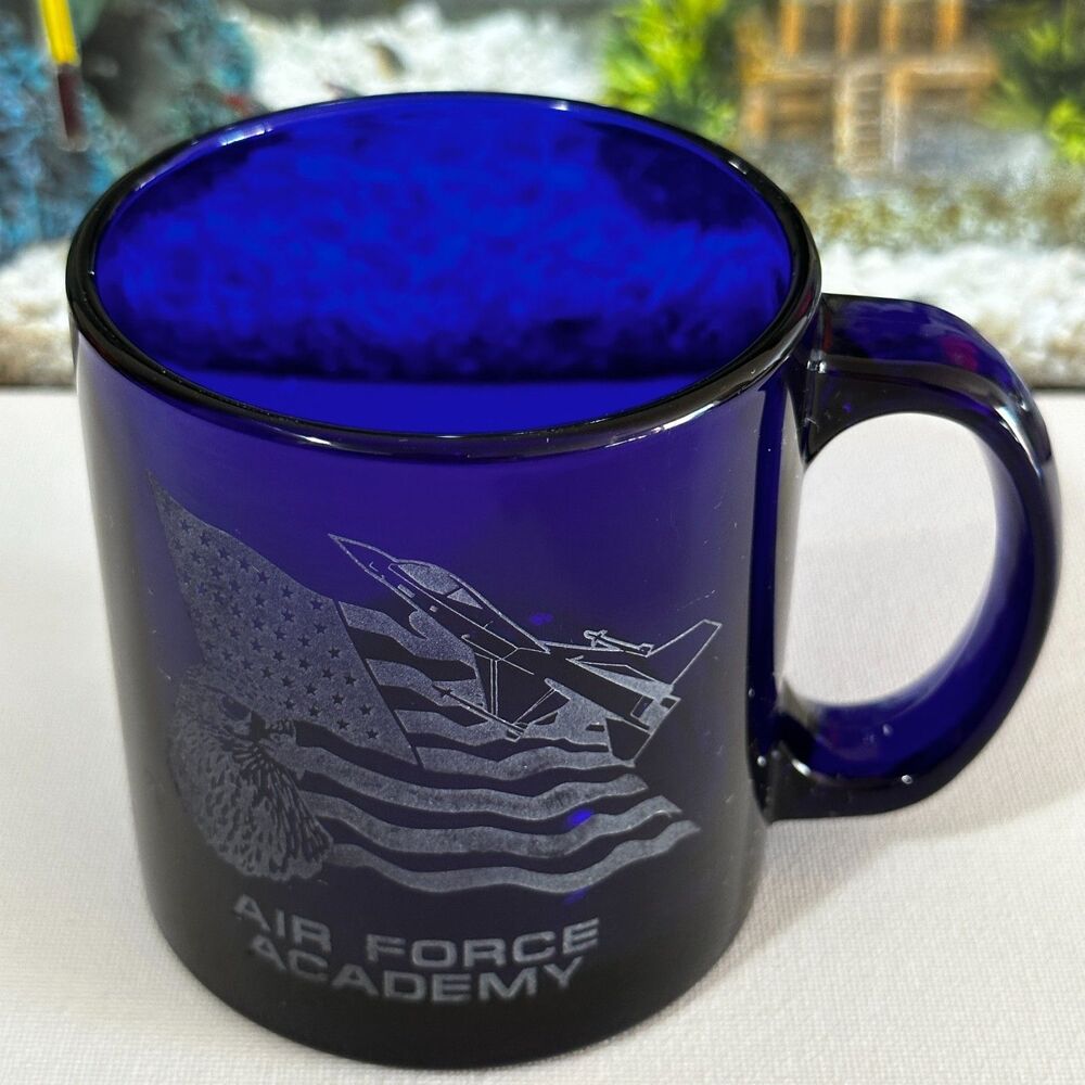 Cobalt Blue Glass Air Force Academy‎ Mug Cup Libbey USA